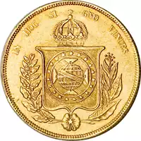 20000 Reis Pedro II złota moneta rewers