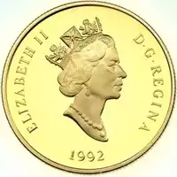 350th anniversary of Montreal 1/4 uncji 1992 Proof złota moneta awers