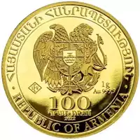 Arka Noego 1 gram 2023 złota moneta awers