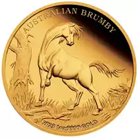 Australijski Koń Brumby 1 uncja 2023 Proof złota moneta rewers