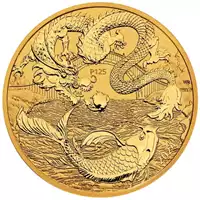 Chińskie Mity i Legendy: Dragon & Koi 1 uncja 2024 - złota moneta