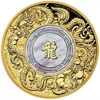 Double Dragon with Mother of Pearl 2 uncje 2024 Proof - złota moneta