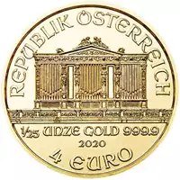 Filharmonicy Wiedeńscy 1/25 uncji 2020 - złota moneta