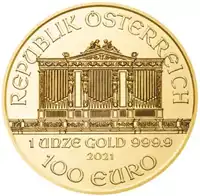 Filharmonicy Wiedeńscy 1 uncja 2021 - złota moneta