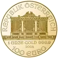 Filharmonicy Wiedeńscy 1 uncja 2024 złota moneta awers