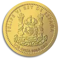 Hiszpański Ryś 1/10 uncji złota moneta awers