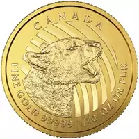 Kanadyjska Warcząca Puma 1/10 uncji 2016 rewers