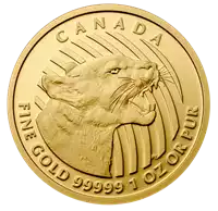 Zew Natury: Kanadyjska Warcząca Puma 1 uncja 2015  - złota moneta