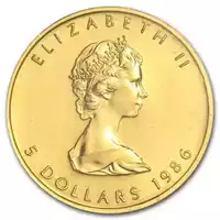 Kanadyjski Liść Klonowy 1/10 uncji 1986 złota moneta awers
