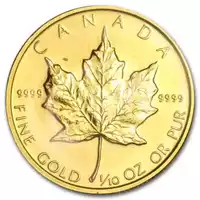 Kanadyjski Liść Klonowy 1/10 uncji 1986 złota moneta rewers