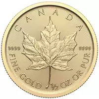 Kanadyjski Liść Klonowy 1/2 uncji 2024 złota moneta rewers