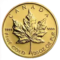 Kanadyjski Liść Klonowy 1/20 uncji rewers