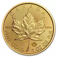 Kanadyjski Liść Klonowy 1 uncja 2019 złota moneta rewers