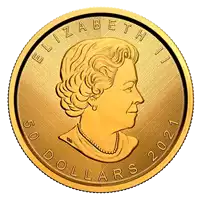 Kanadyjski Liść Klonowy 1 uncja 2021 Mint Mark W - złota moneta