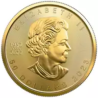 Kanadyjski Liść Klonowy 1 uncja 2023 awers