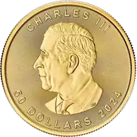 Kanadyjski Liść Klonowy 1 uncja 2024 złota moneta awers