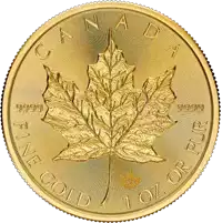 Kanadyjski Liść Klonowy 1 uncja 2024 złota moneta rewers