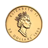 Kanadyjski Liść Klonowy 1999 1 uncja - 20 rocznica powstania złota moneta awers