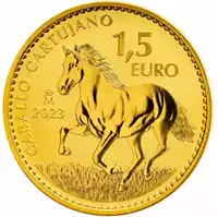 Koń Kartuzyjski 1 ucnja 2023 złota moneta rewers