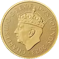 Koronacja Jego Królewskiej Mości Króla Karola III 1/4 uncji 2023 złota moneta awers
