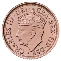 Koronacja Jego Królewskiej Mości Króla Karola III poł suwerena 2023 złota moneta awers