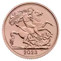 Koronacja Jego Królewskiej Mości Króla Karola III pół Suwerena 2023 - złota moneta
