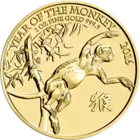 Lunar: Rok Małpy 1 uncja 2016 UK - złota moneta