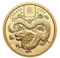 Lunar Rok Smoka 2024 RAM złota moneta rewers