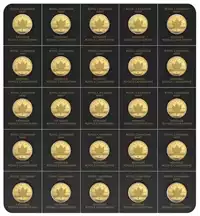 Maplegram Kanadyjski Liść Klonowy 25x1 gram 2022 monety