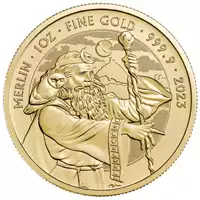 Mity i Legendy Merlin 1 uncja 2023 złota moneta rewers