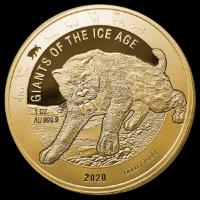 Olbrzymy epoki lodowcowej: Tygrys Szablozębny 1 uncja 2020 - złota moneta