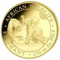 Somalijski Słoń 1/10 uncji 2024 złota moneta rewers