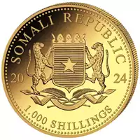 Somalijski Słoń 1 uncja 2024 złota moneta awers