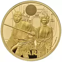 Star Wars Luke Skywalker and Princess Leia 1 uncja 2023 Proof złota moneta rewers