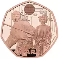 Star Wars Luke Skywalker and Princess Leia 50p 2023 Proof złota moneta rewers