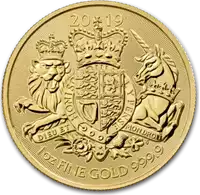 The Royal Arms 1 uncja 2019 złota moneta rewers