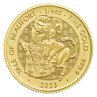 The Royal Tudor Beasts: Lion of England 1/4 uncji 2023 - złota moneta