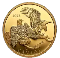 The Striking Bald Eagle 200 CAD Złoto 2023 Proof złota moneta rewers