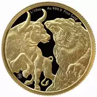 Tokelau Bull And Bear 1/10 uncji 2023 - złota moneta