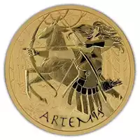 Tuvalu Bogowie Olimpu - Artemida 1 uncja 2023 złota moneta rewers