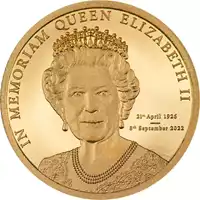 Wyspy Cooka In Memoriam Queen Elizabeth II 0,5 grama 2022 Proof rewers