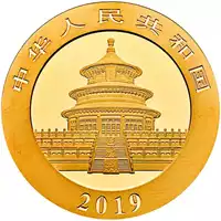 Złota Chińska Panda 30 gramów 2019 złota moneta awers