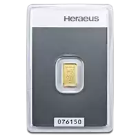 Złota sztabka 1 gram Heraeus CertiCard