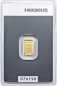 Złota sztabka 1 gram Kinebar Heraeus