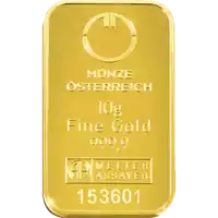 Złota sztabka 10 gramów Münze Österreich awers