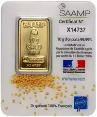 Złota sztabka 10 gramów Saamp