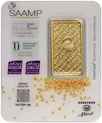 Złota sztabka 10 gramów Saamp tył