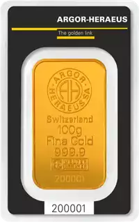 Złota sztabka 100 gramów Argor-Heraeus Kinebar