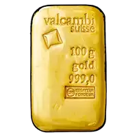 Złota sztabka 100 gramów Valcambi odlewana