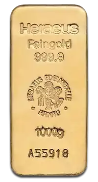 Złota sztabka 1000 gramów Heraeus